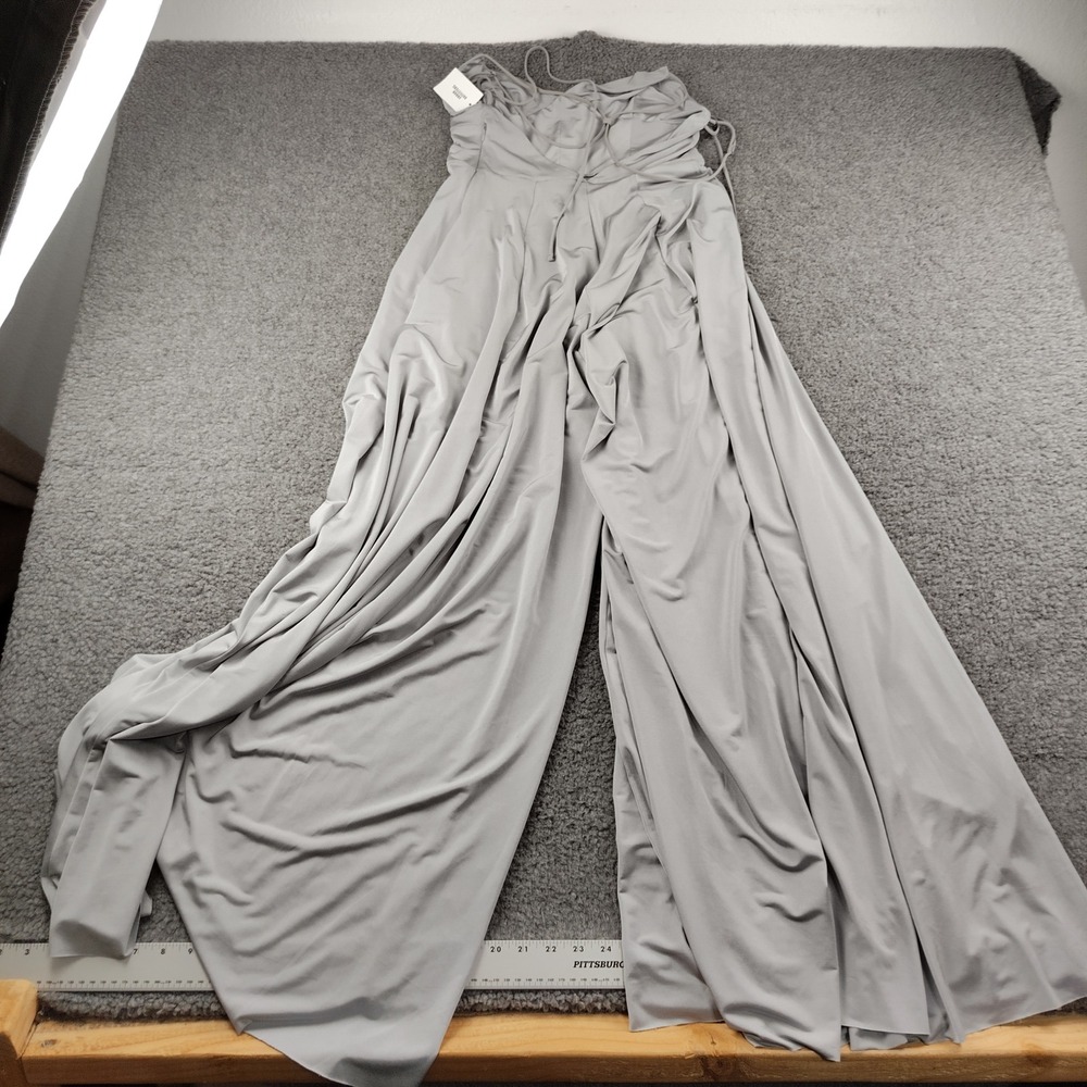 Silence + Noise Urban Outfitters Silver Gray Wide Leg Halter Jumpsuit Medium NWT